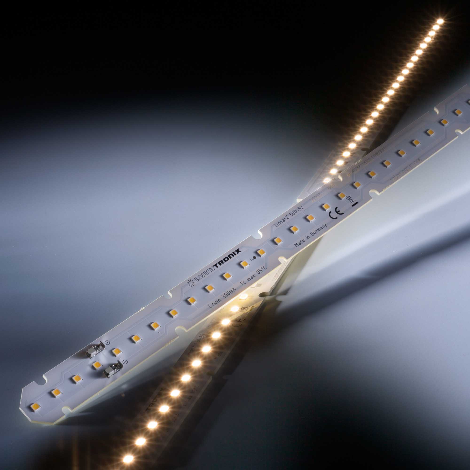 LumiBar-56-4080 Nichia LED Strip Zhaga warm white 3000K 2120lm 350mA 37.5V 52 LEDs 22.05in/56cm module (1154lm & 7.2W/ft)