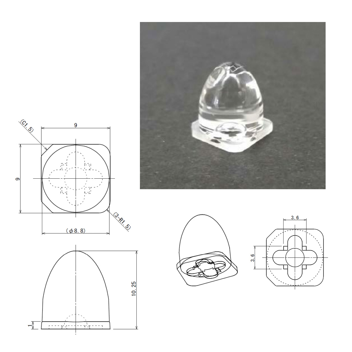 ARI LENS for Nichia UV LED NCSU276A 8 deg