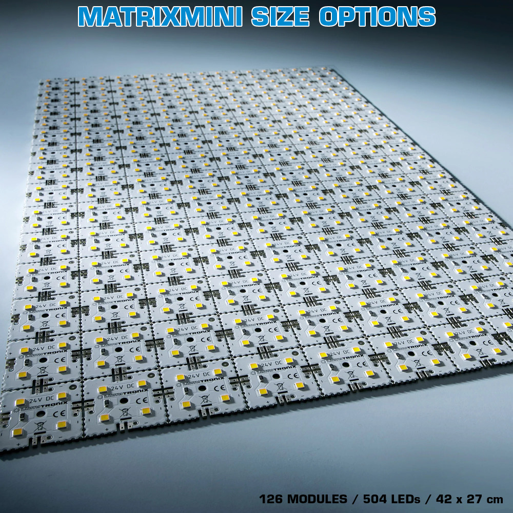 MatrixMini Configurable Nichia LED Module white CRI 70-99 1800-7800K 12/24/48V 4-504 LEDs 1.18"-16.54" (up to 11.000lm/sq ft)