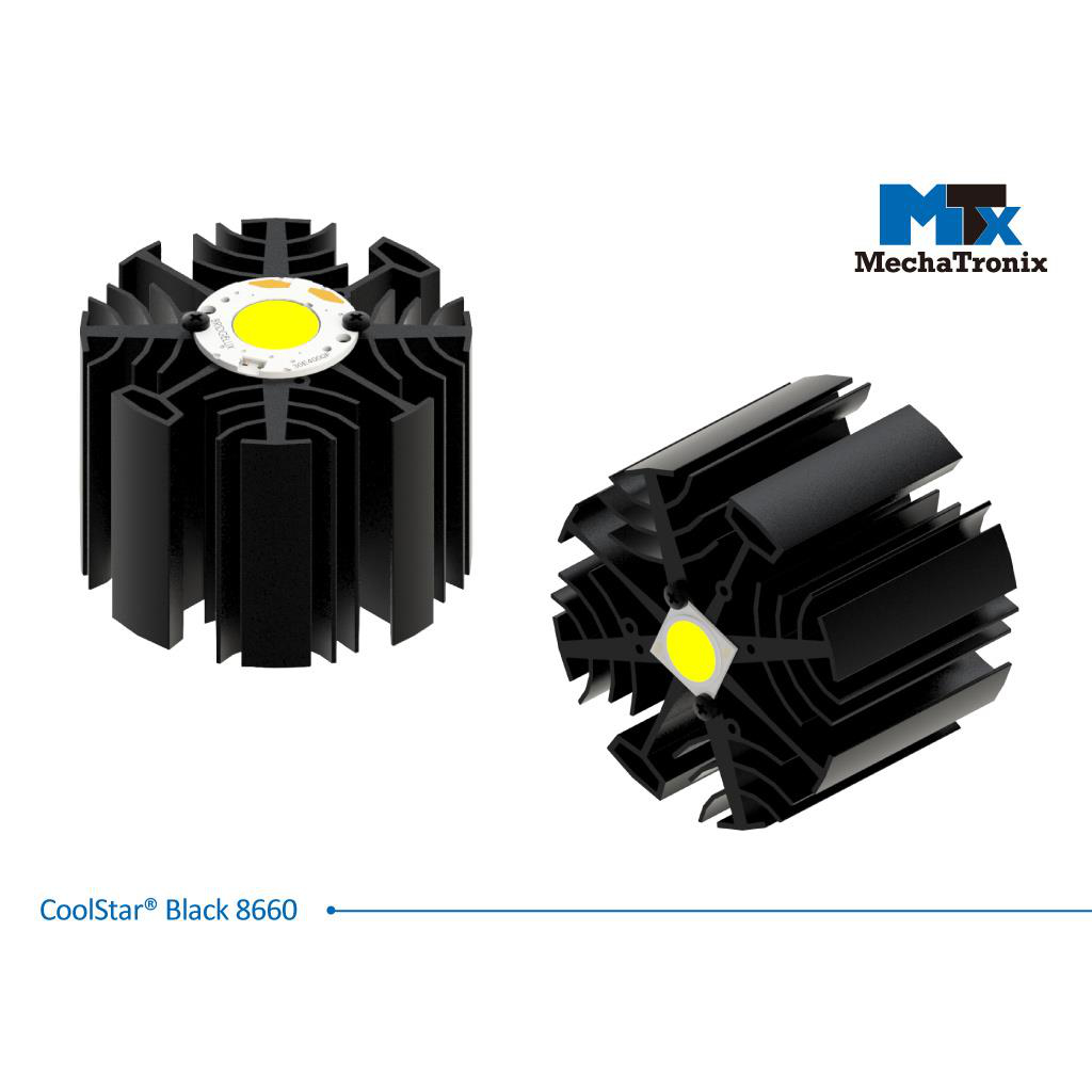 NICHIA COB Light-Engine, Square COB-S LEDs, LEDiL Optics, MechaTronix Heatsink (3000-5000lm, 2200-6500K, RA80-95)
