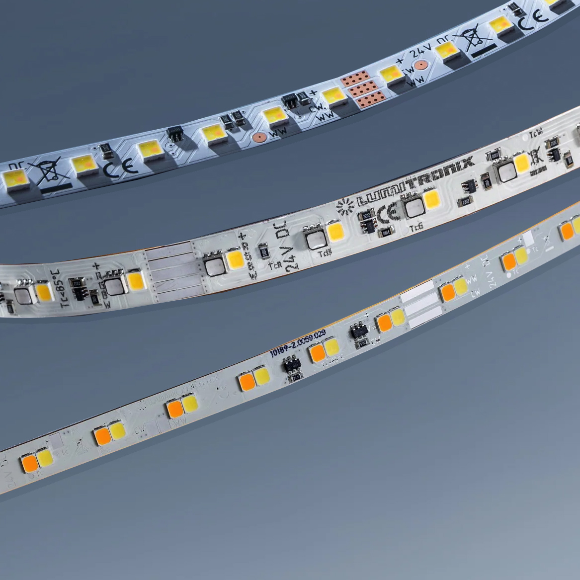 Custom Made Flexible RGB-TW LED Strips, Made in Germany, TW, Dynasolis, RGBW, RGB+TW, Made in Germany, 12/24/48V, up to 164ft length & 0.2-0.79" width